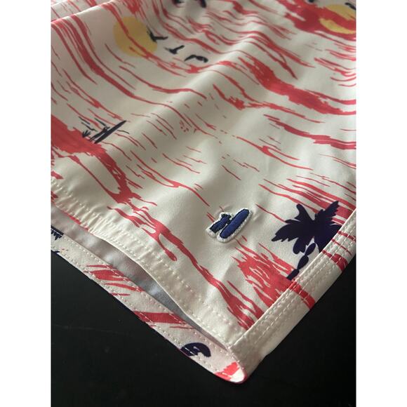 JOHNNIE-O White/Red Tropical Beach Theme Swim Shorts sz S - Picture 5 of 12